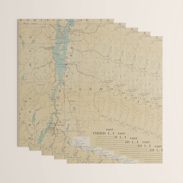 Vintage Lake Champlain Lighthouse Map (1896) Wrapping Paper Gallery Image 3