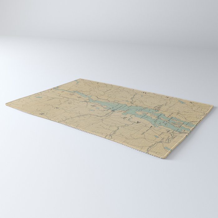 Vintage Lake Champlain Lighthouse Map (1896) Rug Gallery Image 3