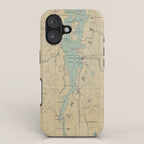 Vintage Lake Champlain Lighthouse Map (1896) iPhone Case Gallery Image 1