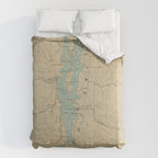 Vintage Lake Champlain Lighthouse Map (1896) Comforter Gallery Image 6