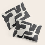 Mid Century Modern Minimalist Abstract Art Brush Strokes Black & White Ink Art Shapes Pillow Sham Gallery Image 3