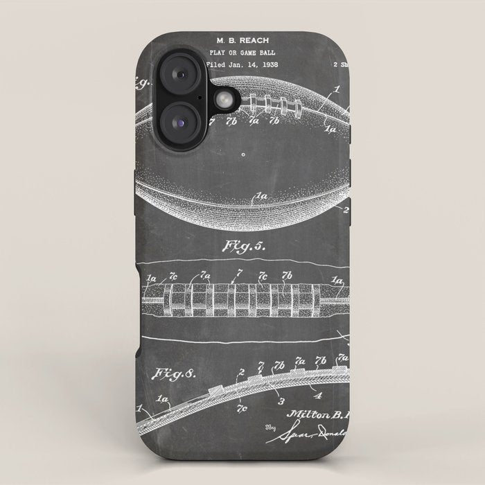 Football Patent - American Football Art - Black Chalkboard iPhone Case Gallery Image 1