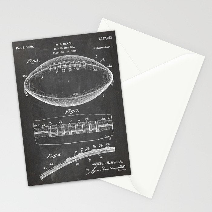 Football Patent - American Football Art - Black Chalkboard Stationery Card Gallery Image 2