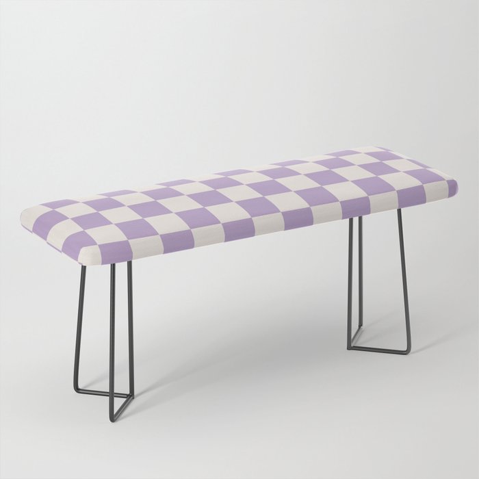 Check Checkered Purple Lilac Lavender Checkerboard Geometric Square Grid Pattern Boho Modern Minimal Bench Gallery Image 1