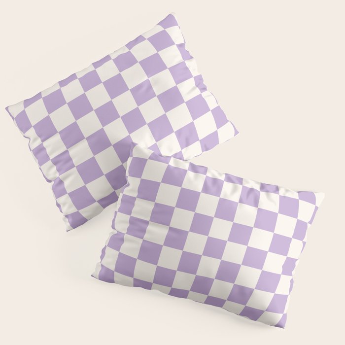 Check Checkered Purple Lilac Lavender Checkerboard Geometric Square Grid Pattern Boho Modern Minimal Pillow Sham Gallery Image 3