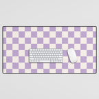 Check Checkered Purple Lilac Lavender Checkerboard Geometric Square Grid Pattern Boho Modern Minimal Desk Mat Gallery Image 1