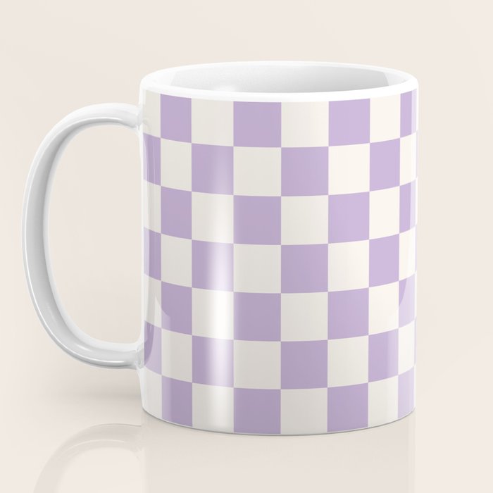 Check Checkered Purple Lilac Lavender Checkerboard Geometric Square Grid Pattern Boho Modern Minimal Coffee Mug Gallery Image 3