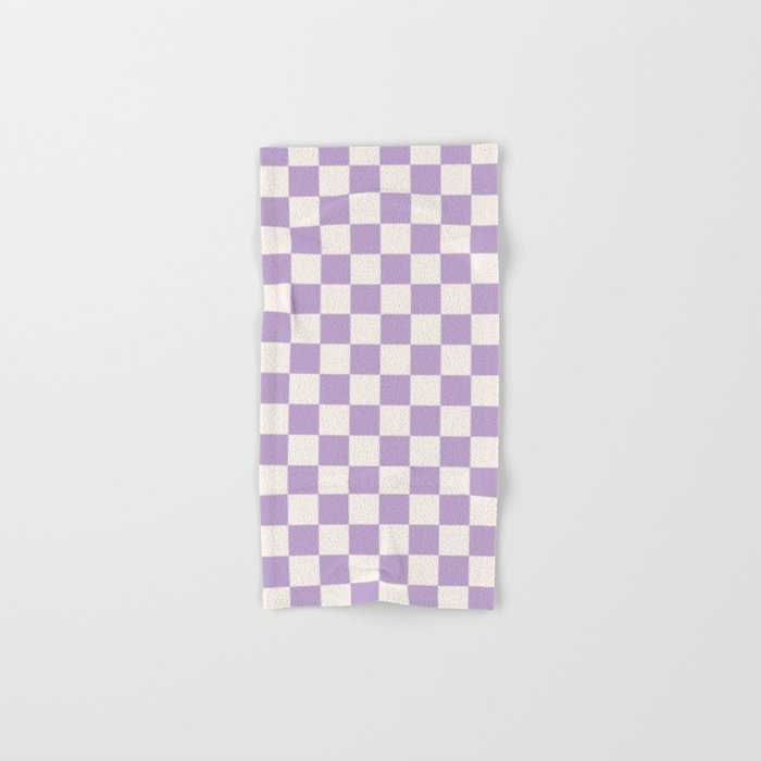 Check Checkered Purple Lilac Lavender Checkerboard Geometric Square Grid Pattern Boho Modern Minimal Bath Towel Gallery Image 1