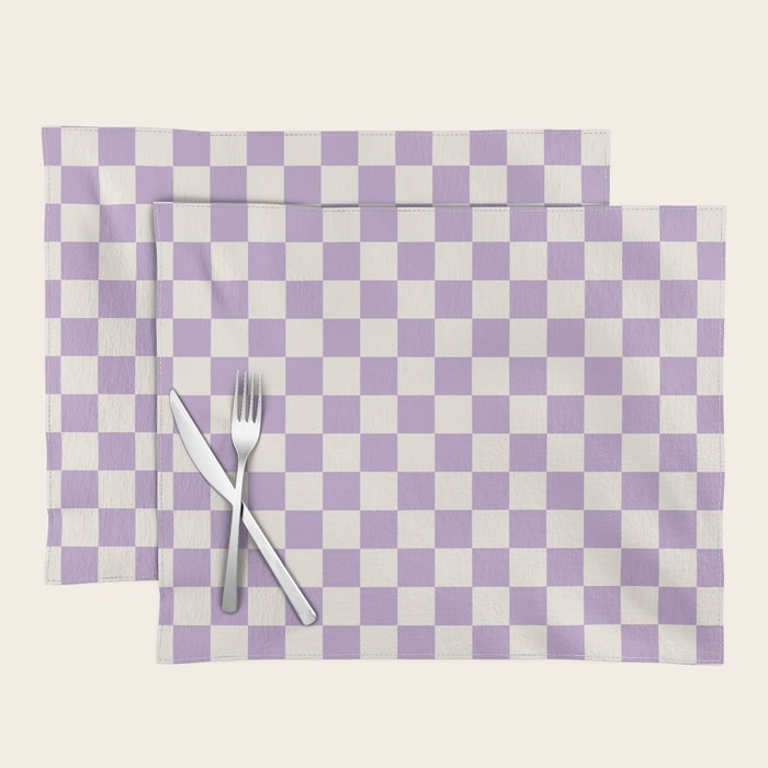 Check Checkered Purple Lilac Lavender Checkerboard Geometric Square Grid Pattern Boho Modern Minimal Placemat Gallery Image 1