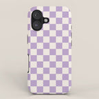 Check Checkered Purple Lilac Lavender Checkerboard Geometric Square Grid Pattern Boho Modern Minimal iPhone Case Gallery Image 1