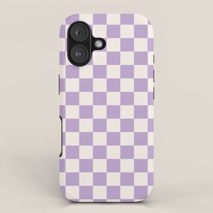 Check Checkered Purple Lilac Lavender Checkerboard Geometric Square Grid Pattern Boho Modern Minimal iPhone Case Gallery Image 1