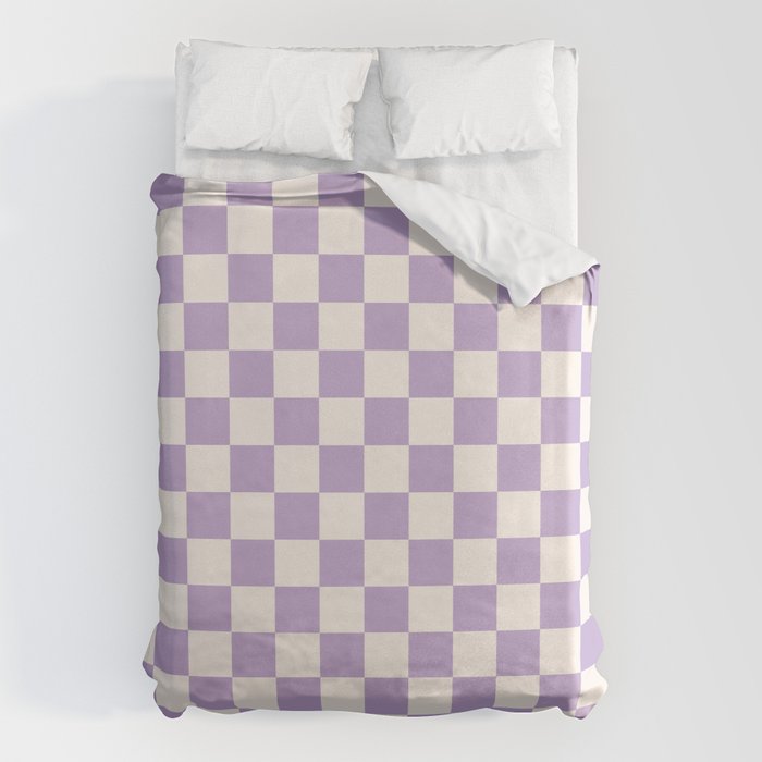 Check Checkered Purple Lilac Lavender Checkerboard Geometric Square Grid Pattern Boho Modern Minimal Duvet Cover Gallery Image 6