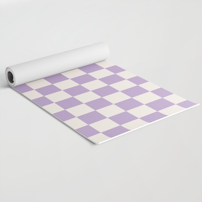 Check Checkered Purple Lilac Lavender Checkerboard Geometric Square Grid Pattern Boho Modern Minimal Yoga Mat Gallery Image 2