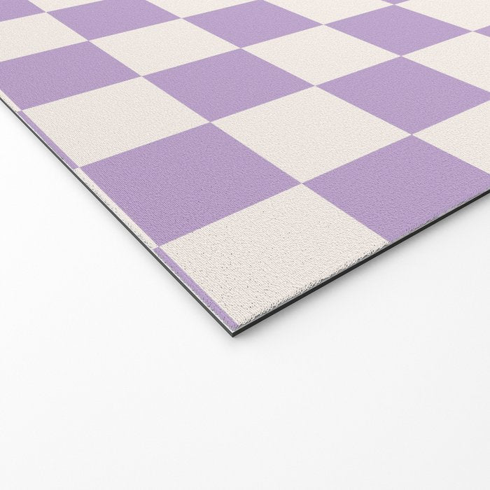 Check Checkered Purple Lilac Lavender Checkerboard Geometric Square Grid Pattern Boho Modern Minimal Welcome Mat Gallery Image 2