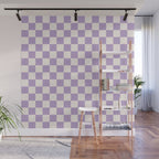 Check Checkered Purple Lilac Lavender Checkerboard Geometric Square Grid Pattern Boho Modern Minimal Wall Mural Gallery Image 1
