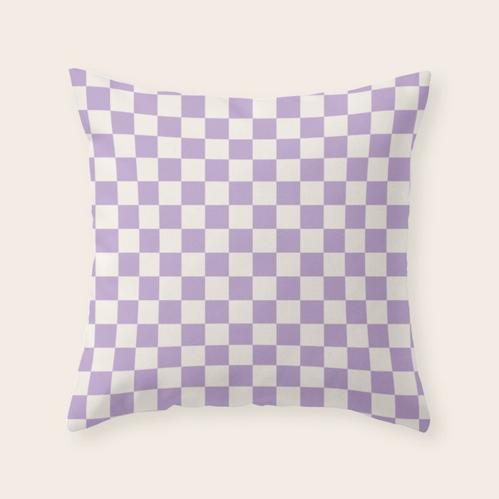 Check Checkered Purple Lilac Lavender Checkerboard Geometric Square Grid Pattern Boho Modern Minimal Throw Pillow Gallery Image 6