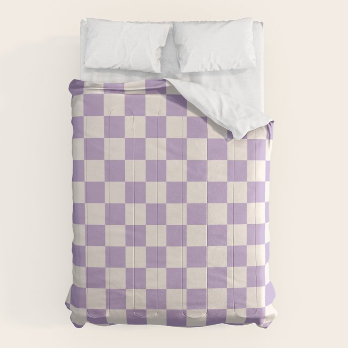 Check Checkered Purple Lilac Lavender Checkerboard Geometric Square Grid Pattern Boho Modern Minimal Comforter Gallery Image 6