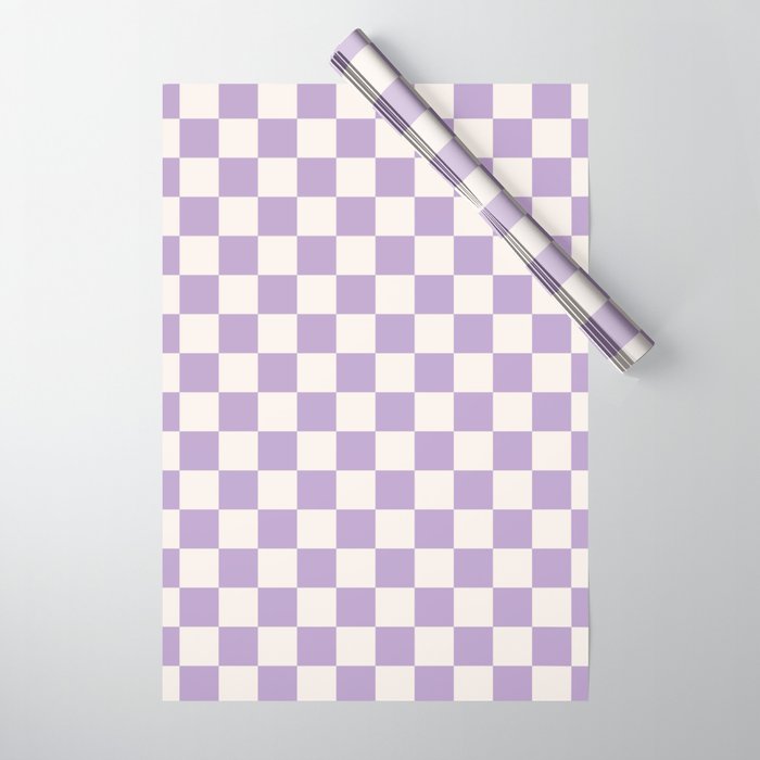 Check Checkered Purple Lilac Lavender Checkerboard Geometric Square Grid Pattern Boho Modern Minimal Wrapping Paper Gallery Image 1