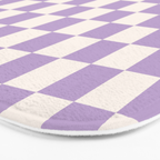 Check Checkered Purple Lilac Lavender Checkerboard Geometric Square Grid Pattern Boho Modern Minimal Bath Mat Gallery Image 3