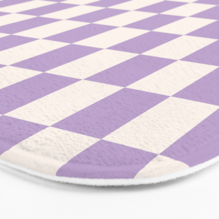 Check Checkered Purple Lilac Lavender Checkerboard Geometric Square Grid Pattern Boho Modern Minimal Bath Mat Gallery Image 3