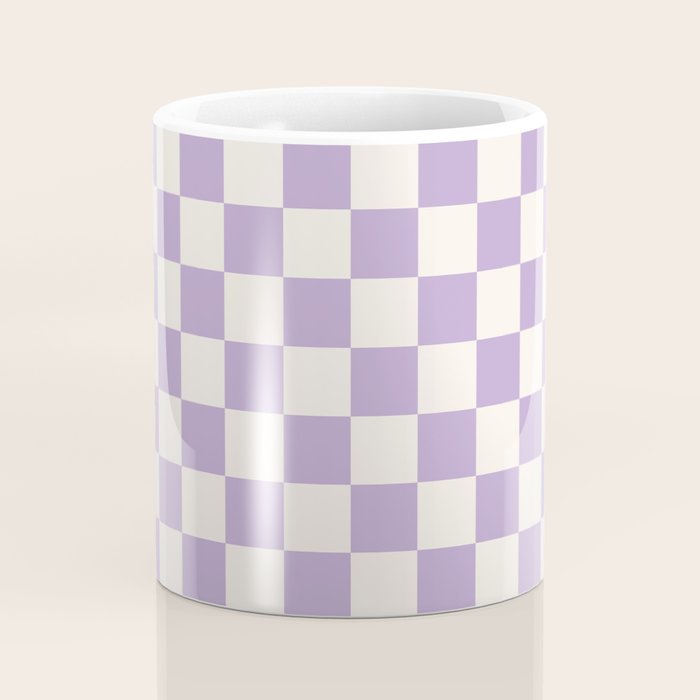 Check Checkered Purple Lilac Lavender Checkerboard Geometric Square Grid Pattern Boho Modern Minimal Coffee Mug Gallery Image 4
