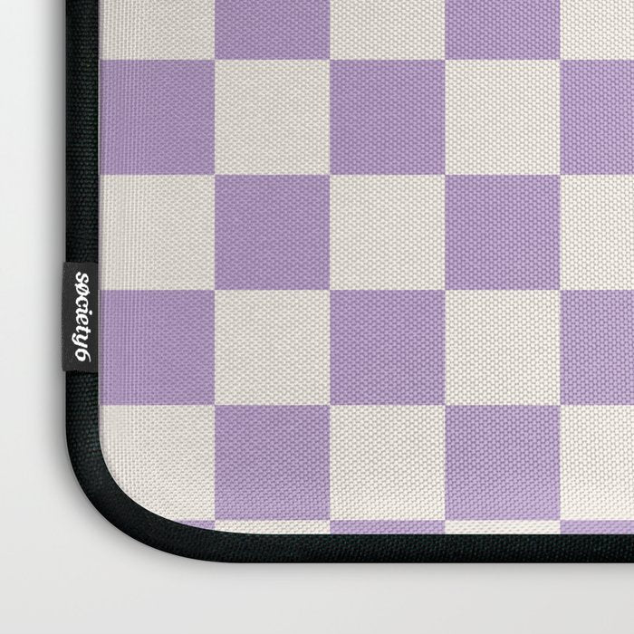 Check Checkered Purple Lilac Lavender Checkerboard Geometric Square Grid Pattern Boho Modern Minimal Laptop Sleeve Gallery Image 3