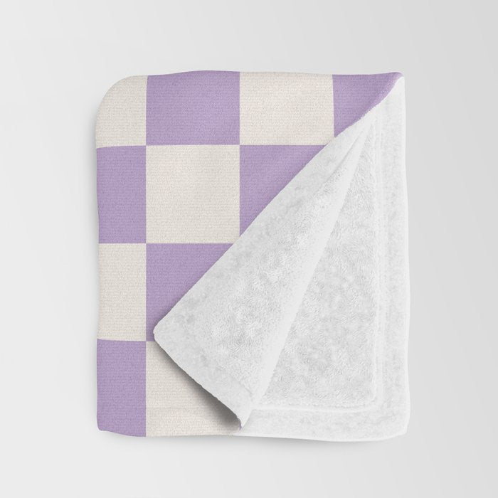 Check Checkered Purple Lilac Lavender Checkerboard Geometric Square Grid Pattern Boho Modern Minimal Throw Blanket Gallery Image 3