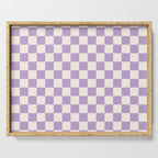 Check Checkered Purple Lilac Lavender Checkerboard Geometric Square Grid Pattern Boho Modern Minimal Serving Tray Gallery Image 1