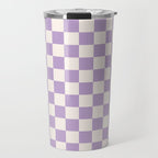 Check Checkered Purple Lilac Lavender Checkerboard Geometric Square Grid Pattern Boho Modern Minimal Travel Mug Gallery Image 1