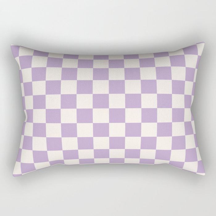 Check Checkered Purple Lilac Lavender Checkerboard Geometric Square Grid Pattern Boho Modern Minimal Rectangular Pillow Gallery Image 1