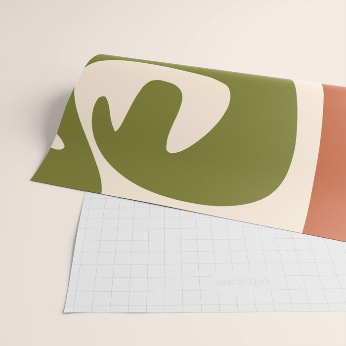 Midcentury Modern Abstract Kwaito Pattern in Mid Century Colors on Cream Wrapping Paper Gallery Image 2