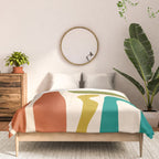 Midcentury Modern Abstract Kwaito Pattern in Mid Century Colors on Cream Comforter Gallery Image 3
