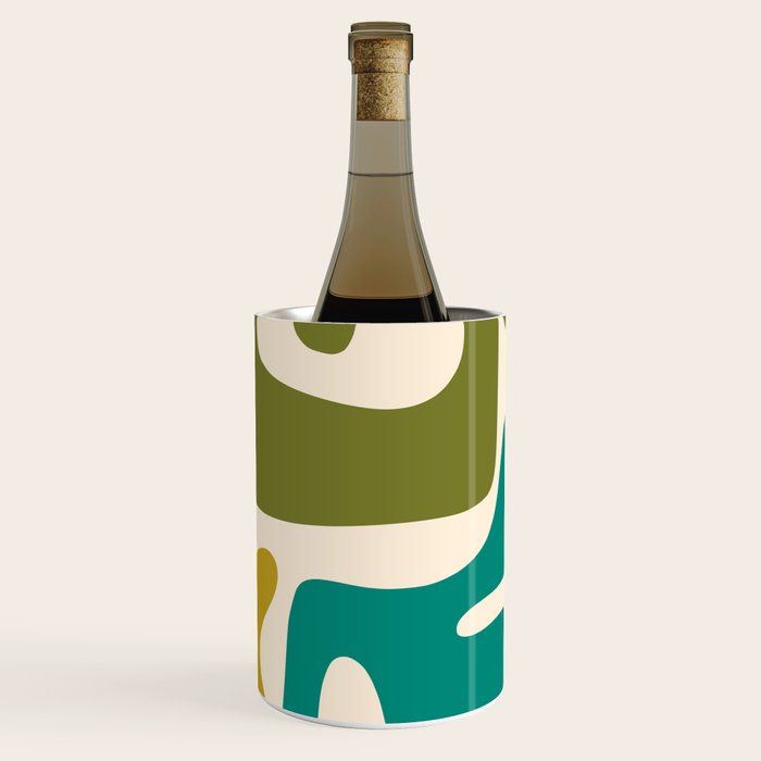 Midcentury Modern Abstract Kwaito Pattern in Mid Century Colors on Cream Wine Chiller Gallery Image 3