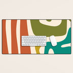 Midcentury Modern Abstract Kwaito Pattern in Mid Century Colors on Cream Desk Mat Gallery Image 1