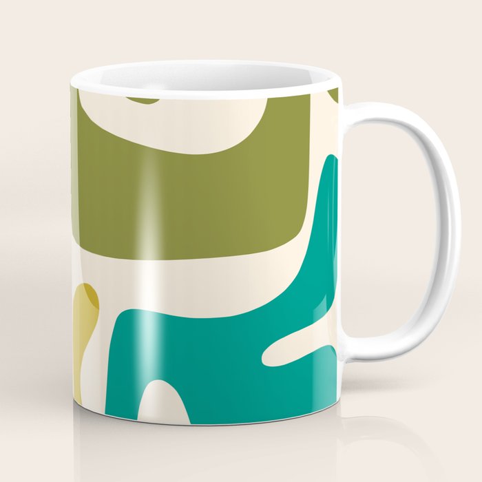 Midcentury Modern Abstract Kwaito Pattern in Mid Century Colors on Cream Coffee Mug Gallery Image 1