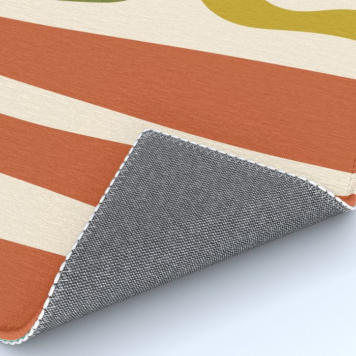 Midcentury Modern Abstract Kwaito Pattern in Mid Century Colors on Cream Rug Gallery Image 4