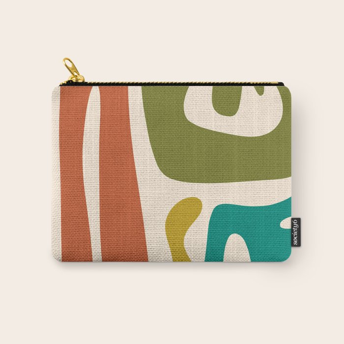 Midcentury Modern Abstract Kwaito Pattern in Mid Century Colors on Cream Carry All Pouch Gallery Image 1