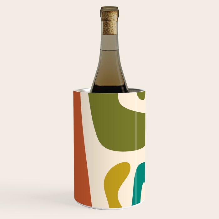 Midcentury Modern Abstract Kwaito Pattern in Mid Century Colors on Cream Wine Chiller Gallery Image 1