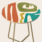 Midcentury Modern Abstract Kwaito Pattern in Mid Century Colors on Cream Side Table Gallery Image 2
