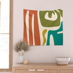 Midcentury Modern Abstract Kwaito Pattern in Mid Century Colors on Cream Wall Tapestry Gallery Image 2