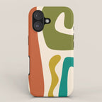 Midcentury Modern Abstract Kwaito Pattern in Mid Century Colors on Cream iPhone Case Gallery Image 1