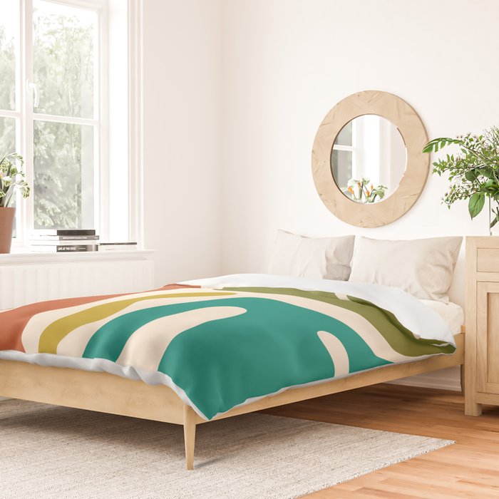 Midcentury Modern Abstract Kwaito Pattern in Mid Century Colors on Cream Duvet Cover Gallery Image 2
