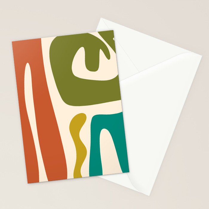 Midcentury Modern Abstract Kwaito Pattern in Mid Century Colors on Cream Stationery Card Gallery Image 2