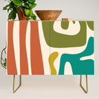 Midcentury Modern Abstract Kwaito Pattern in Mid Century Colors on Cream Credenza Gallery Image 1