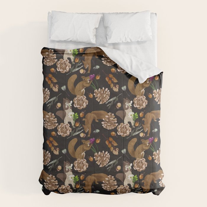 Squirrel flowering dark meadow Comforter Gallery Image 6
