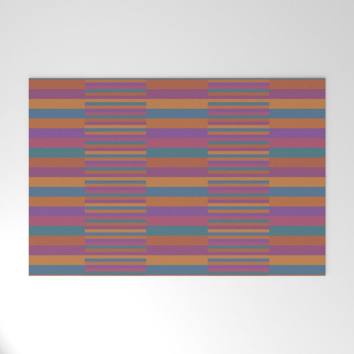 Mixed Stripes Pattern IX Retro Rainbow Welcome Mat Gallery Image 1