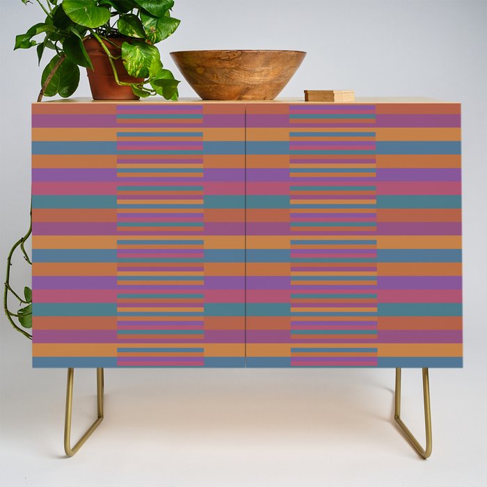 Mixed Stripes Pattern IX Retro Rainbow Credenza Gallery Image 1