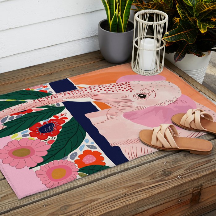 Elephant Spa Day Outdoor Rug Gallery Image 2