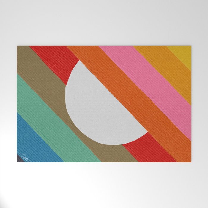 Diagonal Color Blocking - Rainbow Moon Welcome Mat Gallery Image 1