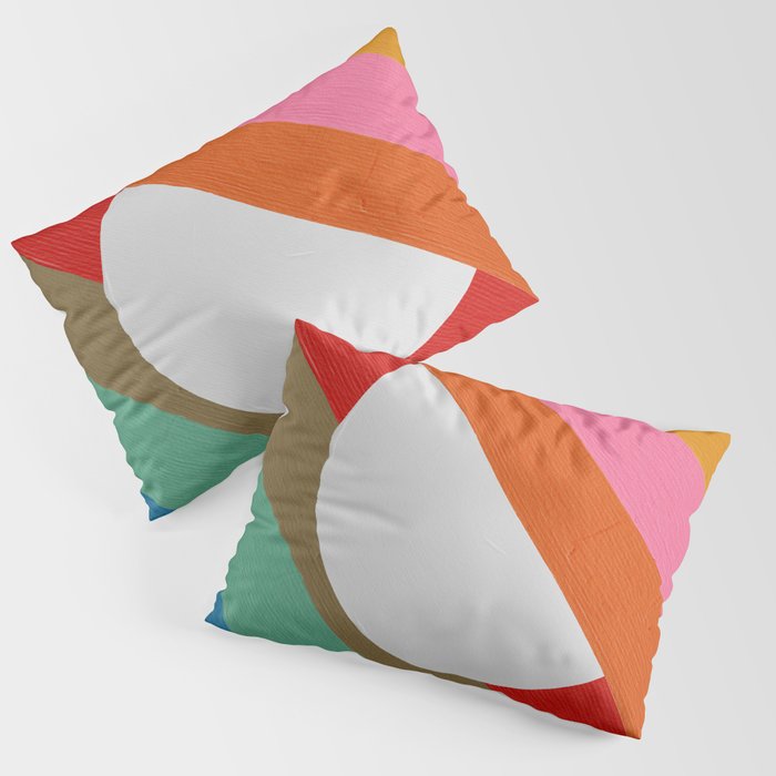 Diagonal Color Blocking - Rainbow Moon Pillow Sham Gallery Image 1